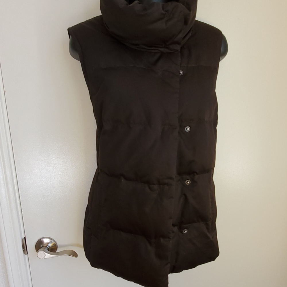 J Jill Brown Cowl Neck Style Puffer Vest Small